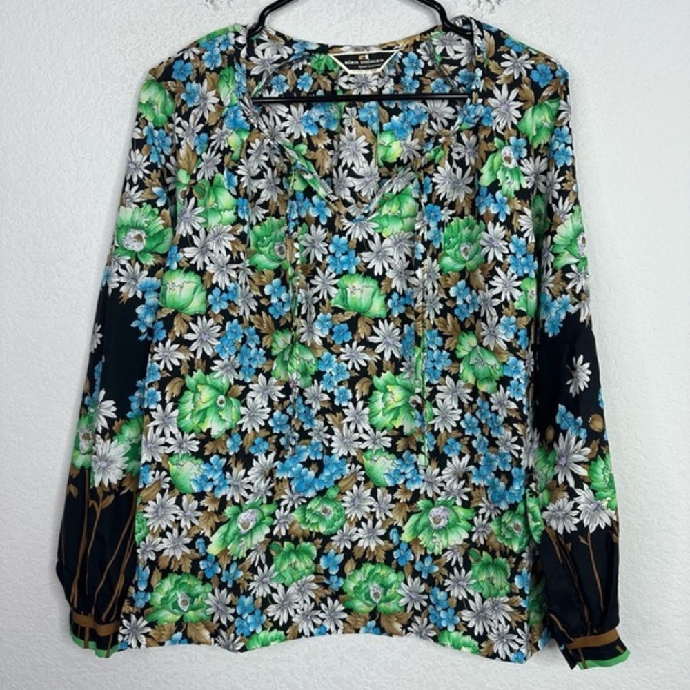 Alex‎ Colman Shirt Womens Medium Floral Long Sleeve Peasant Cottagecore Blouse